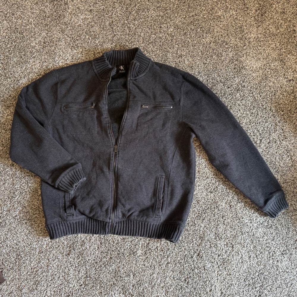Calvin Klein Charcoal Gray Knit Jacket